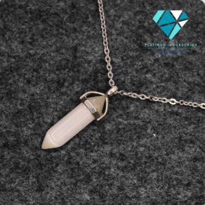 COLLAR DE ACERO PENDULO NATURAL OJO DE GATO BLANCO