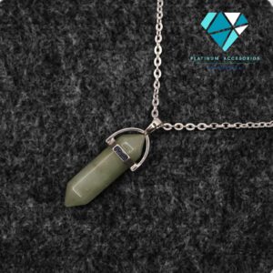 COLLAR DE ACERO PENDULO NATURAL JADE VERDE