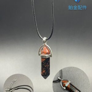 COLLAR DE HILO PENDULO OBSIDIANA CAOBA