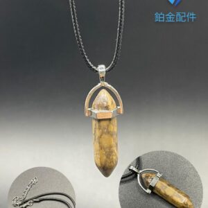 COLLAR DE HILO PENDULO JASPE MADERA